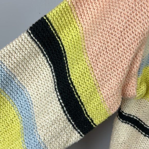 Billabong Seeing Stripes Cotton Cropped Oversized Sweater Medium Peach Cream - Picture 7 of 12